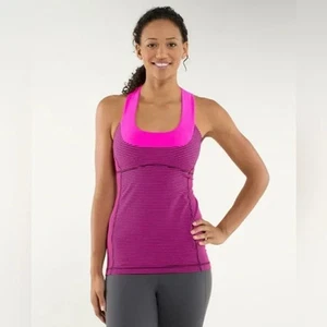 Lululemon Women’s Scoop Neck Tank Hyper Stripe Raspberry Glo Light Size 6 - Picture 1 of 8