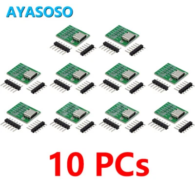 10 PCs TYPE-C USB Transfer Pin DIP Female Base B Type Adapter Board DIY - Image 1 of 4