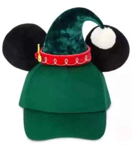 Disney Parks Mickey Mouse Ears Elf Green Adult Christmas Hat Cap Adjustable2024 - Picture 1 of 2