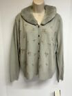Liz Claiborne Gray Embroidered Grapes Berries Cardigan Sweater Women  S/P
