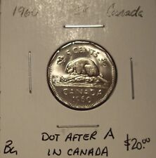 Canada Elizabeth II 1960 Dot After A In CANADA Five Cents - BU