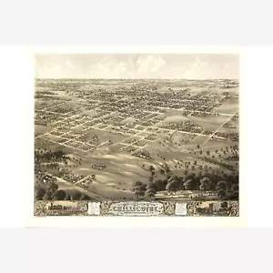 Chillicothe, Livingston County, Missouri; 1869 antike Vogelaugenkarte - Bild 1 von 11