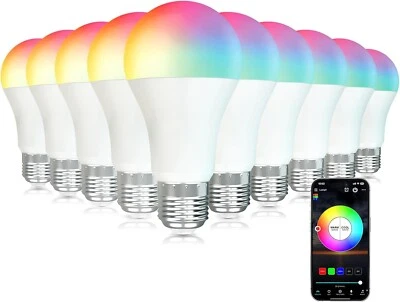 9W LED A19 Light Bulbs, Smartphone App Control, 100W Incande. Equiv. Edison Base - Image 1 of 4