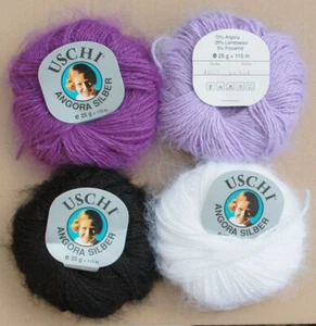 22€/100g 70% Angora SILBER USCHI Garn Kaninchen rabbit yarn 25g Farben nach Wahl - Bild 1 von 6