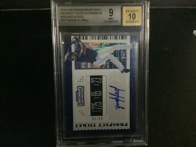 2019 CONTENDERS DP PROSPECT TICKET AUTO BUILDING BLOCKS YORDAN ALVAREZ /10 BGS 9 - Image 1 of 2