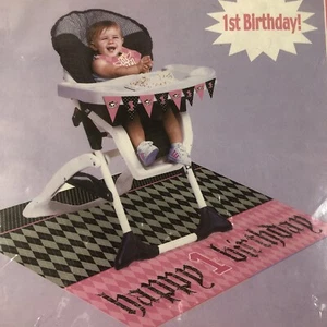 1st Birthday Party High Chair Decorating Kit First Angel Lil Pink Girl Argyle - Picture 1 of 11