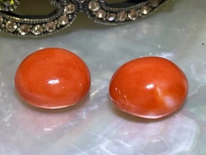 12.33ctw Loose Pair Vintage Pacific Momo Coral Salmon-Red Color 11.4mm Round - Picture 1 of 5