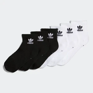 $18 adidas Kids Unisex Trefoil Quarter Socks 6 Pairs | Black / White | L 5Y-7Y - Picture 1 of 5