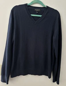 Suéter BananaRepublic para Hombres Talla M, Azul Marino, Premium Luxe, Algodón/Rayón/Cachemira Cuello en V - Imagen 1 de 4