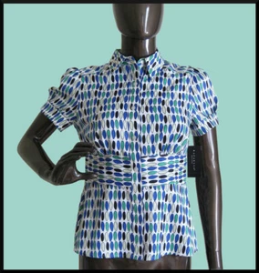 NWT Rafaella Petites Blue or Pink Blouses w/Multi Colored Oval Design (Size PS) - Picture 1 of 12