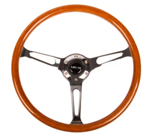 Volante deportivo clásico reforzado con grano de madera NRG® 360 mm con 3 radios cromados - Imagen 1 de 3