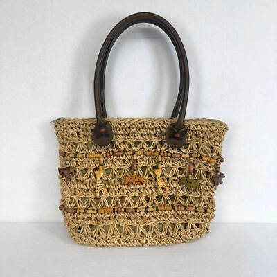 Bolso de Mano Vintage St Johns Bay Mujeres Madera de Yute Animal Bolso Cartera Bolso de Hombro Foto 1 de 4