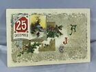 1919 Embossed December 25th Christmas Postcard W/stamp