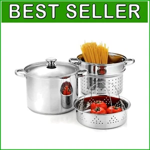 High-Quality 4-Piece 8-Quart Multi-Pots with Steamer & Induction Compatibility - Picture 1 of 9