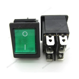 2 × Green Rocker Switch Rectangle ON-ON DPDT 20A 250V with Power Indicator Light - Picture 1 of 4