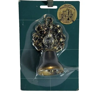 Shopkeepers Brass Bell Vtg Handmade Denmark Wall Bell String Fittings Small NOS - Picture 1 of 10