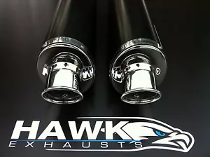 Suzuki GSX 1300 R Hayabusa Busa 2008- Pair of Black Oval Exhaust Cans, Silencers - Picture 1 of 1