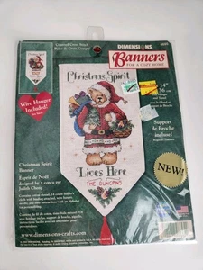 Dimensions Christmas Spirit Lives Here Heart Banner Cross Stitch Kit Bear 8695 - Picture 1 of 11