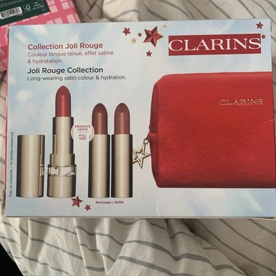 Clarins Joli Rouge Lipstick Gift Set. Bag, case & 3 full size refills worth £73 - Image 1 of 4
