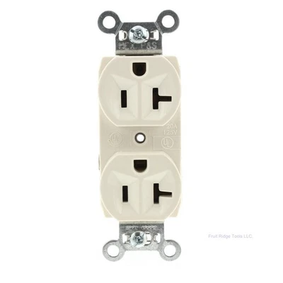 Pass & Seymour Light Almond COMMERCIAL Receptacle Outlet Duplex 20A 125V CR20-LA - Image 1 of 4