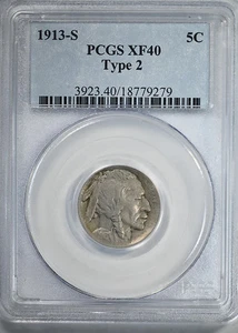 1913-S Type 2 Buffalo Nickel 5C PCGS XF40 - Picture 1 of 5