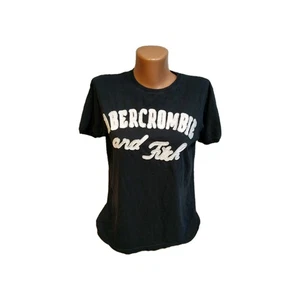Abercrombie &Fitch Damen Shirt schwarz weiß Gr. L Logo - Bild 1 von 12