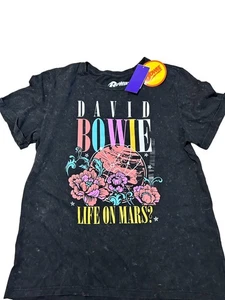 David Bowie Life On Mars Band Damen-T-Shirt neu mit Etikett Large schwarz - Bild 1 von 2