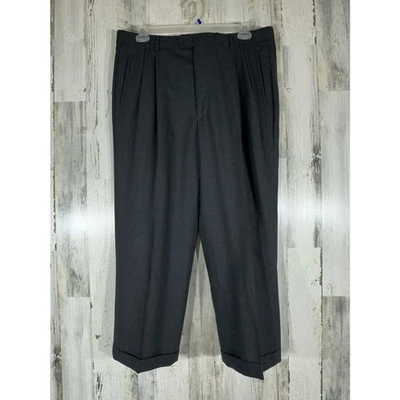 Pantalones de lana St Croix para hombre talla 38x26 tiro alto plisados grises puños holgados LEER Foto 1 de 4