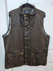 Gilet uomo Mountain And Isles marrone scuro foderato in flanella misto cotone cerato XL - Foto 1 di 8