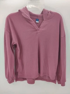 Old Navy Kid Girls Pink Cozy Rib-Knit Pullover Cropped Hoodie Size XL (14-16) - Picture 1 of 9