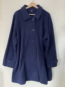 Roamans Women's Plus Size 1X 22/24 Navy Blue Plush Fleece Long Jacket Coat 07808 - Picture 1 of 4