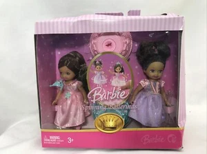 Rare Barbie Spinning Ballerinas Kelly 2 Dolls Spin Stand African American New U7 - Picture 1 of 5