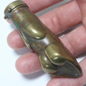 An Antique Victorian Novelty Cows Hoof Brass Vesta Case Match Safe, c.1880. - Picture 1 of 5