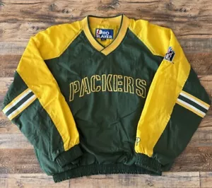 Vintage Pro Player Lined Green Bay Packers Pullover Jacket Windbreaker Men’s L - Picture 1 of 17
