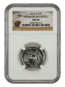 2016-D 25C Theodore Roosevelt NP NGC MS68 - Type 1 - Clad - Picture 1 of 2