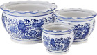 Porcelaine bleue et blanche, pots de fleurs, pots de plantes décoratives pour intérieur - Ensemble de 