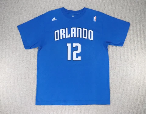 Orlando Magic Shirt Adult Large Blue Adidas Howard 12 Spellout Textured Cover