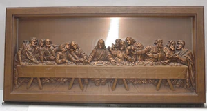 VTG  Framed Coppercraft Guild Copper Last Supper 3D Wall Hanging MCM - Picture 1 of 6