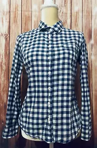 Women’s Small Blouse J Crew Button Down Long Sleeves Checkered 100% Cotton Soft - Picture 1 of 10