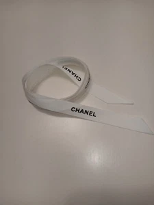 CHANEL WHITE RIBBON 5/8" GIFT WRAP PACKAGES, HAIR BOWS SEWING 4.5 FOOT LONG USED - Picture 1 of 3