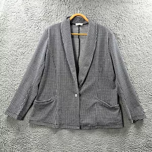 Capture Womens Jacket Size 18 Black White Check Stretch Knit Long Sleeve - Picture 1 of 14