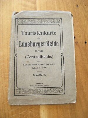 Alte Landkarte Touristenkarte Der Lüneburger Heide II.Teil Centralheide Um 1910 • 24.99€