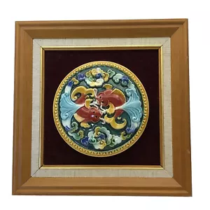 "gerahmte 3D Keramik KOI FISCH Fische Pest Wand hängen & Ständer 8"" x 8""" - Bild 1 von 7
