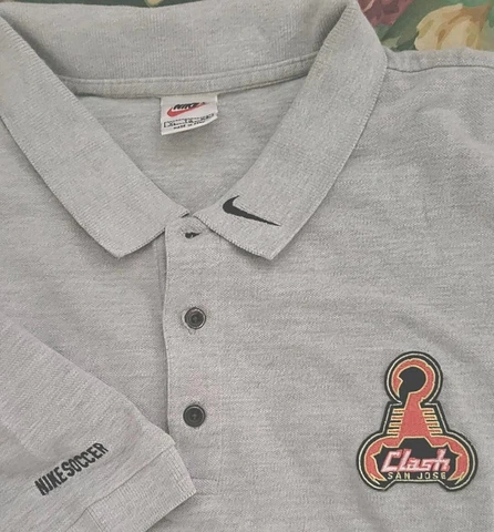 Vintage Nike Soccer - San Jose Clash Polo Shirt Gray XL 2xl earthquakes mls 90s Cover