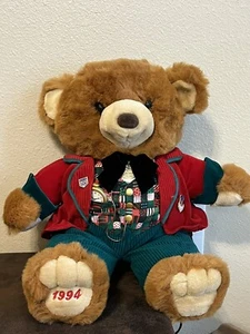 1994 Teddy Bear Lane Holiday Bear w/ Pocket Watch, Pins & Waistcoat K-Mart - Picture 1 of 8