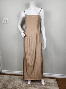 Watters & Watters Champagne Satin Sleeveless A-line Formal Gown Size 12 - Picture 1 of 14