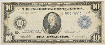 1914 $10 Dollar Federal Reserve Note Kansas City FR#943 White-Mellon Type 1 - Image 1 of 4