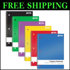 Assorted Color Spiral Notebooks 1-Subject College Ruled, 70 Sheets, 24 Pack - Picture 1 of 8