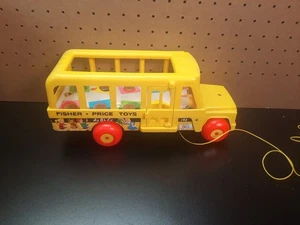 Fisher Price Little People Schulbus 192 mit Zugschnur zum Bewegen der Augen Vintage - Bild 1 von 7