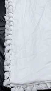 Restaurierungsbeschläge Baby & Kind Kleidungsstück gewaschen Satin Quaste Bettdecke F/Q - weiß - Bild 1 von 4